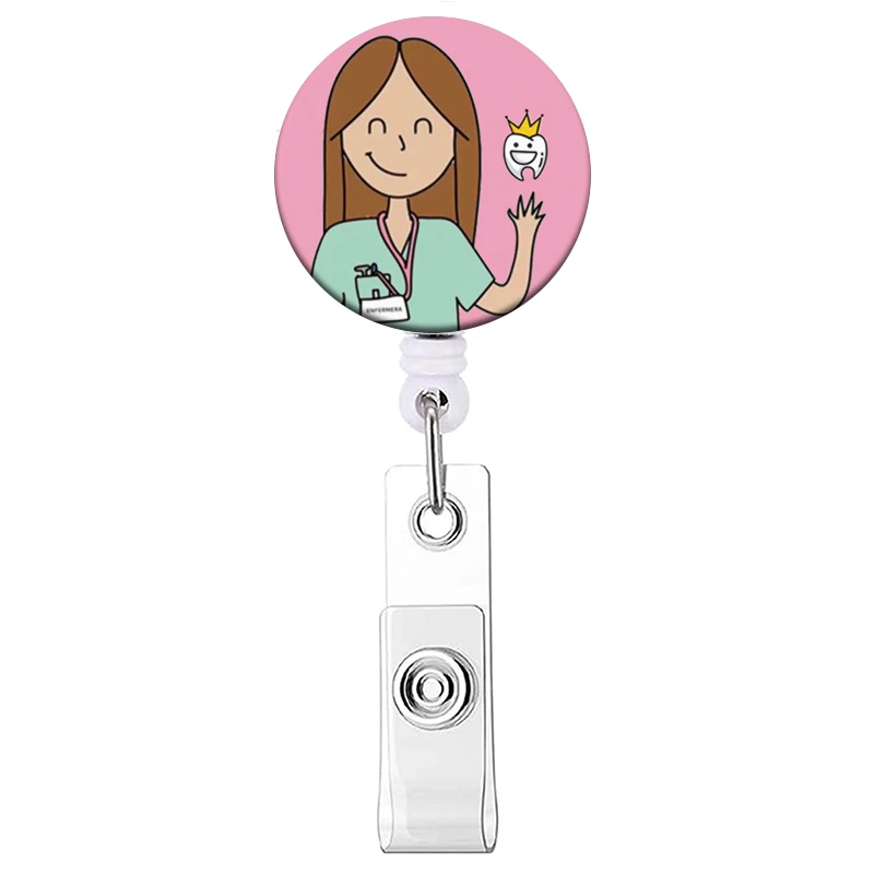 1PC Krankenhaus Krankenschwester Versenkbare Abzeichen Clip Arzt ID Karte Halter Reel für Namensschild Abzeichen Halter Bürobedarf Schnalle – Detail 31