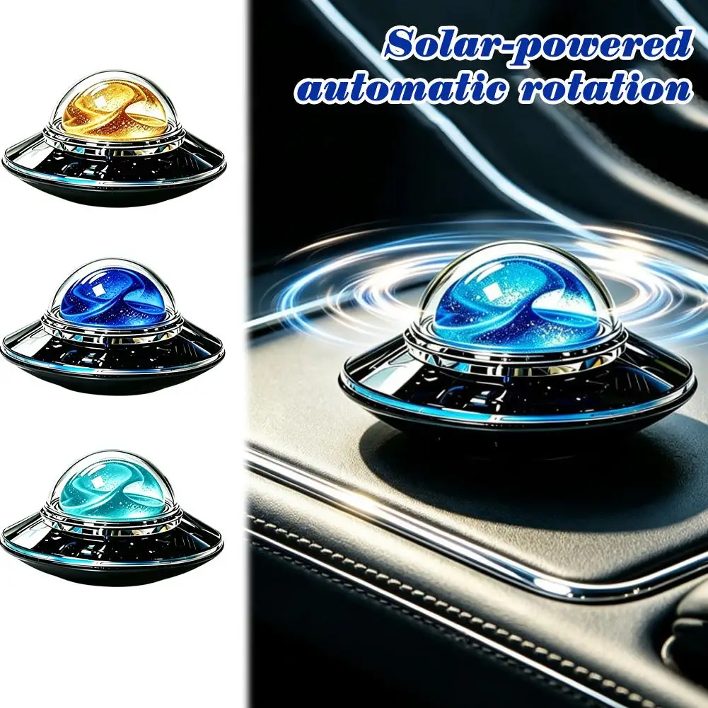 Solar Car Air Freshener UFO Rotating Flying Saucer Perfume Auto Interior Fragrance Dashboard Decoration