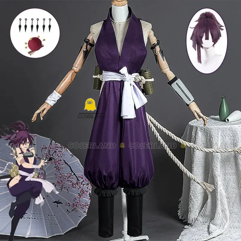 2025 New Yuzuriha Costume Wig Anime Jigokuraku Hell's Paradise Cosplay Fox Sumire Kunoichi Outfit Purple Uniform Hall AA