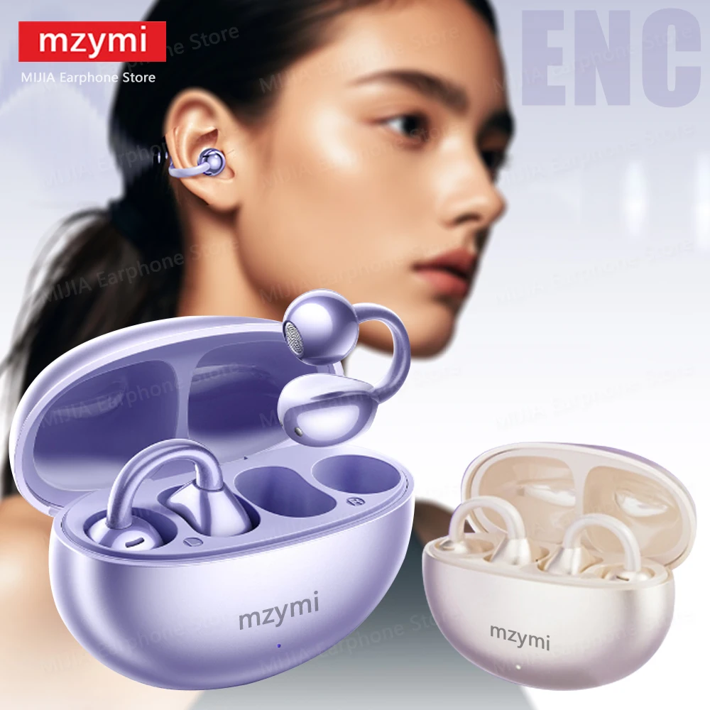 mzymi NEW Wireless Earphone Open Ear M91 Ear Clip ENC Headset Bluetooth5.4 HD Call Touch Control Headphone For XIAOMI