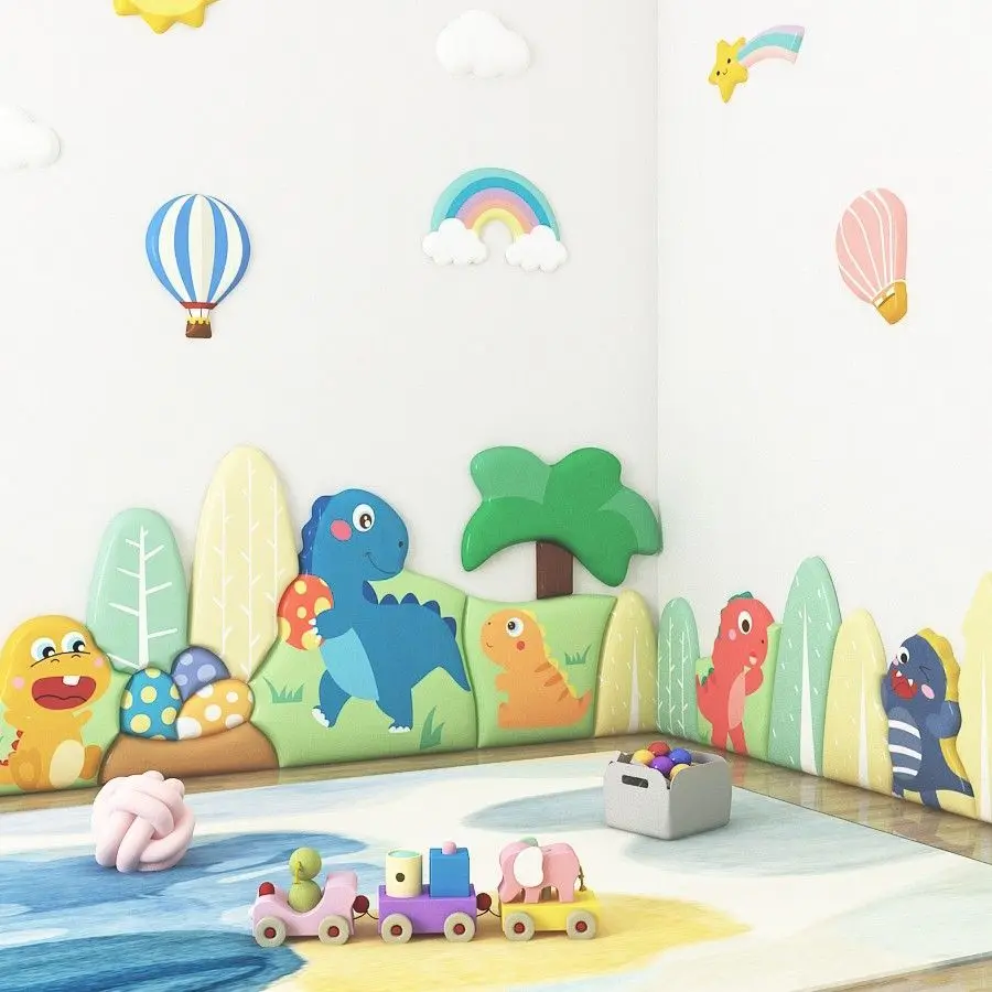 Kid's Room Cartoon Animal Wall Stickers Kindergarten Anti-collision Wall Sticker Pad Self-adhesive Bedroom Headboards Home Decor