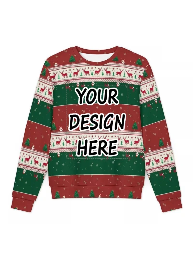 

Custom Logo 3D Printed Sweatshirt Men Women Ugly Christmas Sweater Diy Personalized Your Design Here Pullovers Unisex Y2k Tops