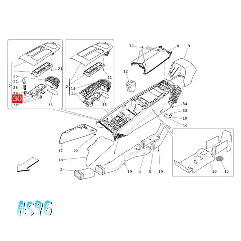 

AS96-Car Center Console Cup Holder Slot 670018482 670011189 For Maserati Ghibli M157 2013-2024 Drinks Water Cup Holder