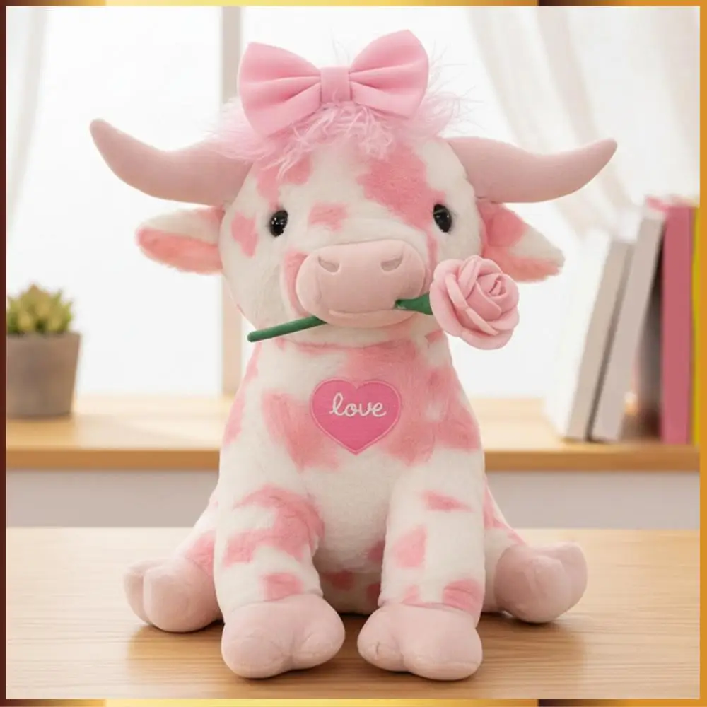 

35cm Pink Highland Cow Cute Plush Stuffed Doll Cartoon Toys Cute Stuffed Plush Toy for Boys Girls Kids Birthday Gifts Decoration