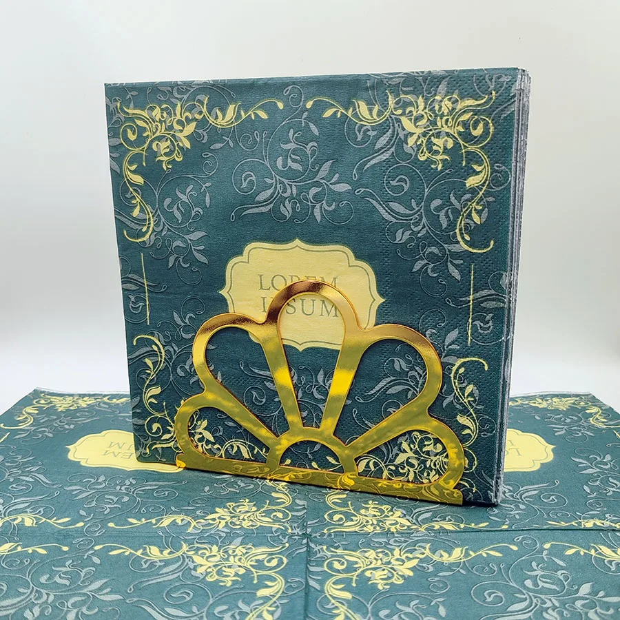 20pcs/pac Green Simple Flower Colorful Printed Napkin Western Restaurant Coffee Shop Wedding Mouth Cloth Wooden Pulp Paper 33cm