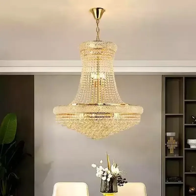 for Villa Duplex Floor Living Room Large Chandelier Modern Simplicity Luxury Crystal Lamp Empty Building Middle Floor Loft