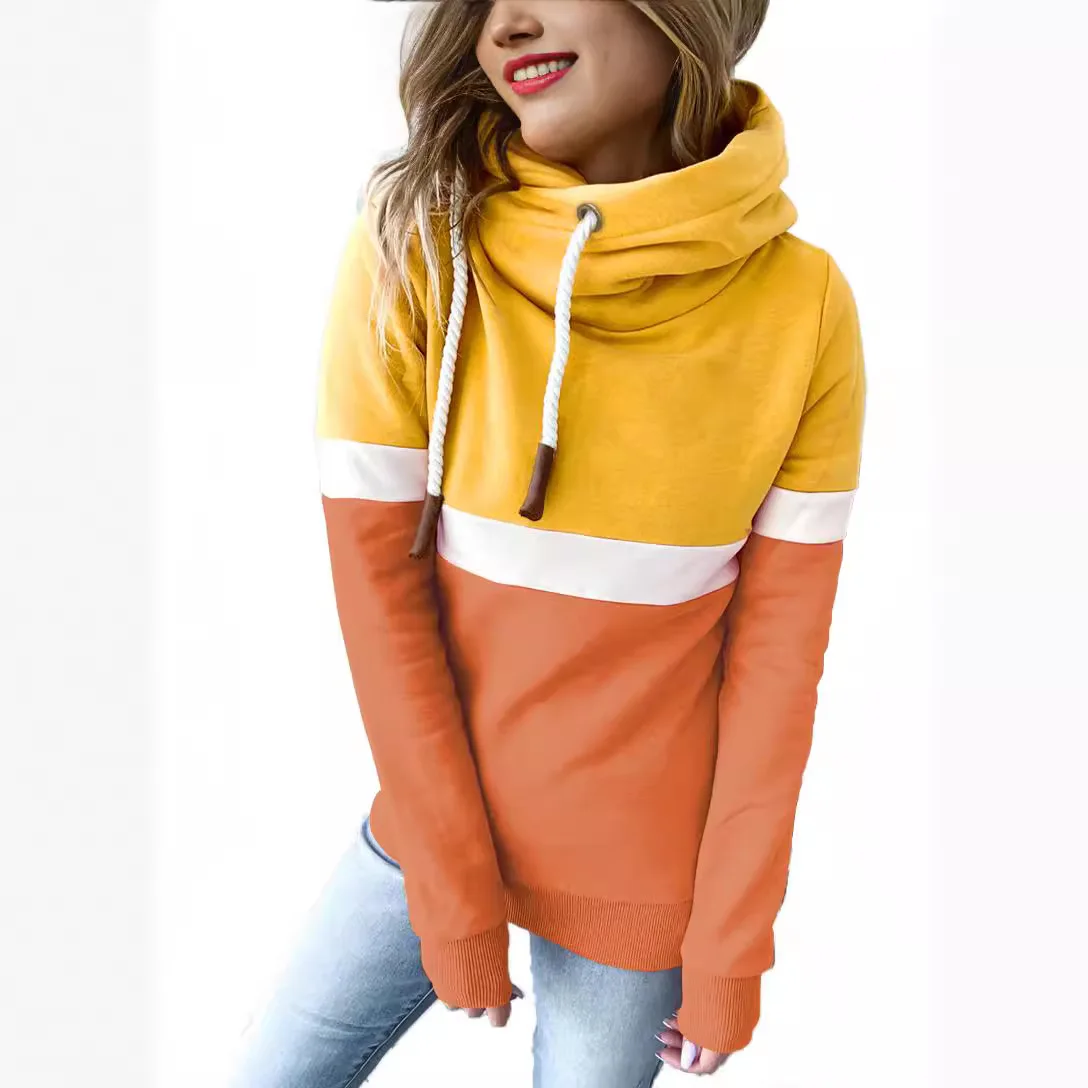 Y2K Women Hoodie Long Sleeve Casual Hoodies Pullovers Sweatshirts female Top Tricolor personality high collar hooded Sweatshirt