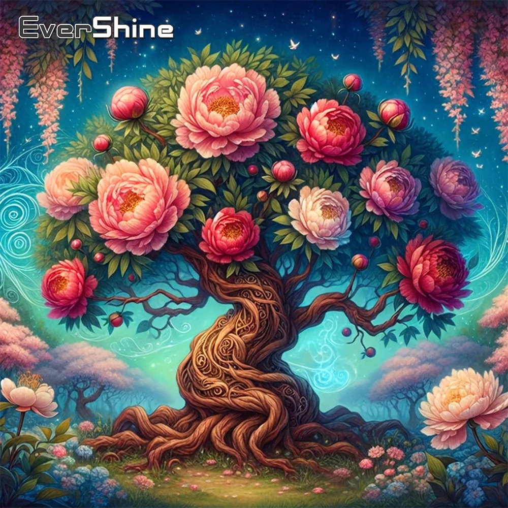 Evershine Neuheit Diamantmalerei Landschaft Vollbesatz Stickerei Baum Strass Bild Mosaik Chrysantheme Wanddekoration