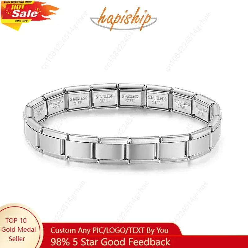 

Hapiship 2024 New Women's Jewelry DIY 9mm Width Itanlian Elastic Charm Bracelet Fashion Stainless Steel Fashion Bangle ST-Bao