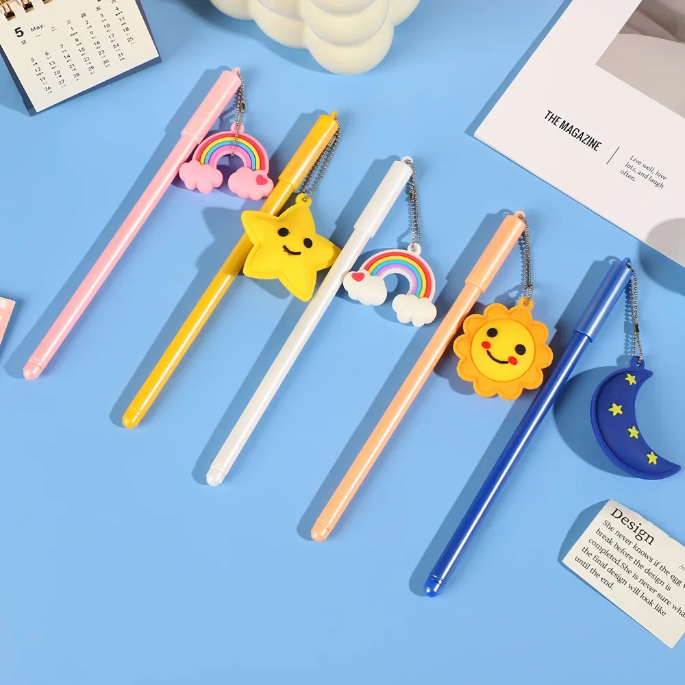 

GEWENSI мультфильм звезда луна кулон гелевая ручка 0,5 мм черные чернила милая Радуга солнце нейтральная ручка школьные принадлежности детские канцелярские принадлежности подарки