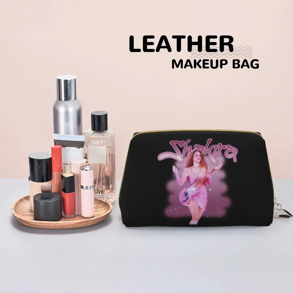 Pretty Pink Pop Singer Shakira Women Cosmetic Bag Travel Makeup Organizer Pouch Toiletry Storage Dopp Kit Box