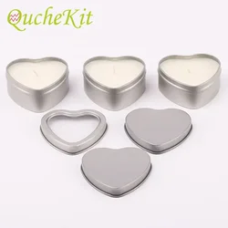 12pcs Heart-shaped Empty Aluminum Metal Tins with Clear Window DIY Candle Making Containers Molds Candy Gifts Packaging Box