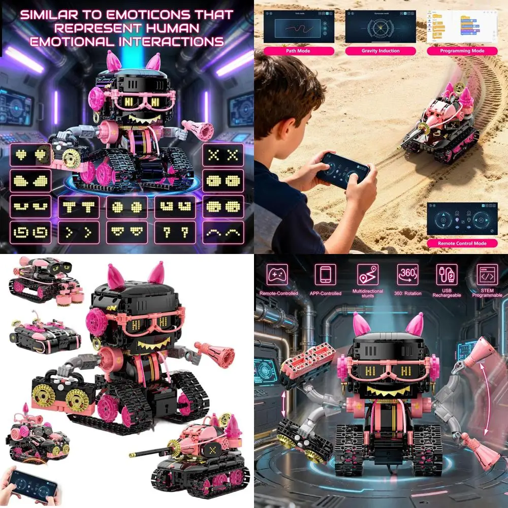 

STEM Robot Kit: 5-in-1 Building Set for Kids 6-12, App & Remote Control, Coding Tank Truck Vehicle for Boys & Girls, Ideal Gift