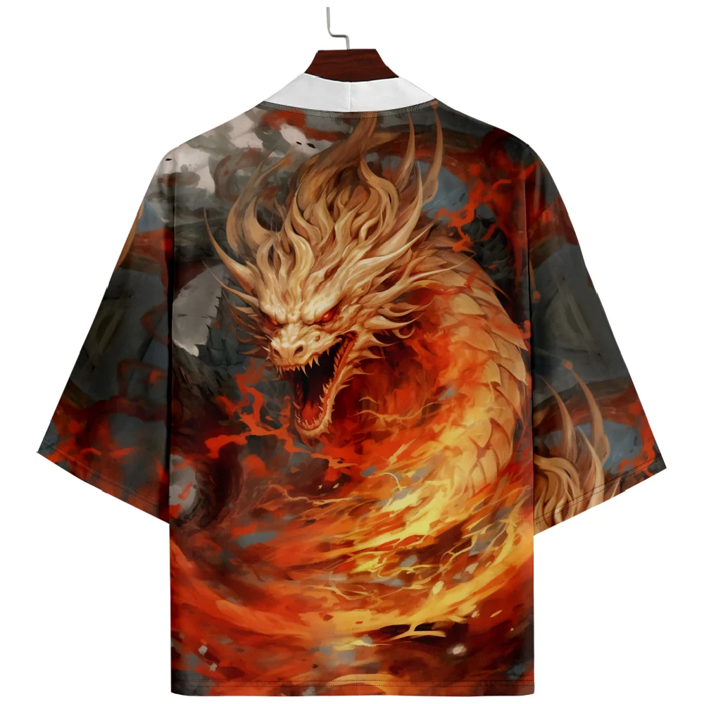 Anime Chinese Dragon Cardigan Haori Shirts Women Men Cosplay Yukata Clothing Japanese Harajuku Kimono