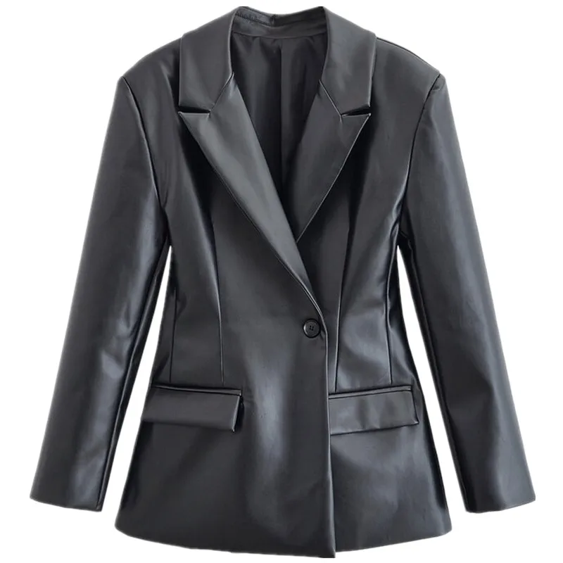 Lederstruktur Long Sve V-Ne Damen Slim Fit Anzug Jaet Herbst Neuankömmling Faionable Ele Sle 2025