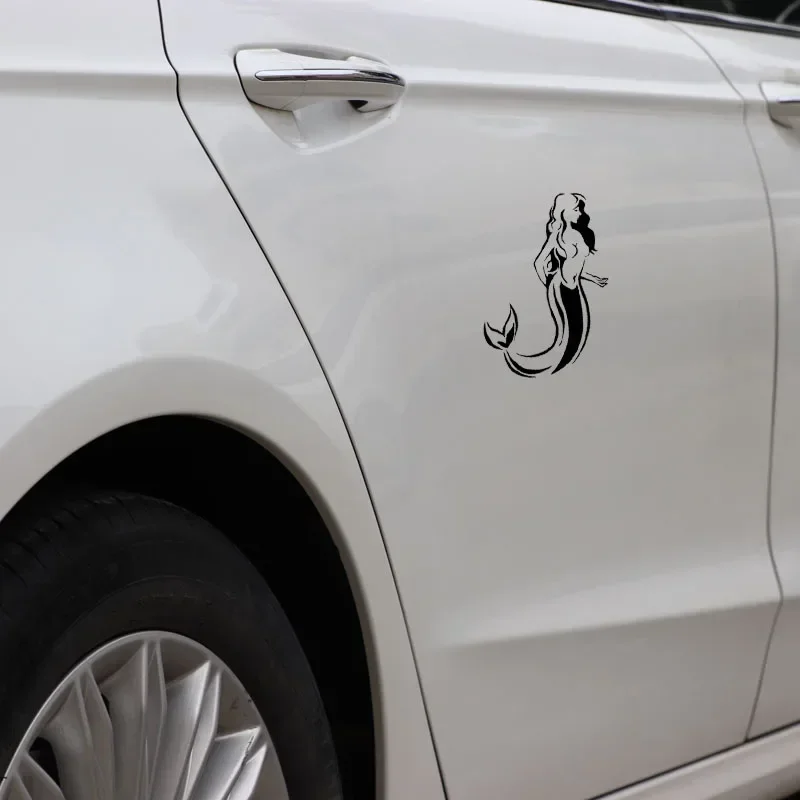 ملصق سيارة لطيف PVC سيارة ملصق حورية البحر قبيلة الخيال المحيط فتاة الأسماك سيارة ملصق الإبداعية مقاوم للماء أسود/أبيض ، 17 سنتيمتر * 11 سنتيمتر #3