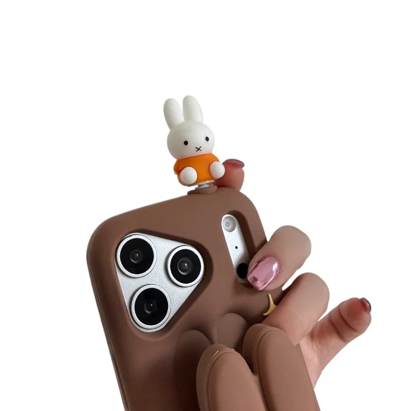 

Kawaii Miffy Rabbit Rotating Stand Phone Case Cartoon Phone Protective Cover Suitable for 17promax/17pro/16promax/15pro