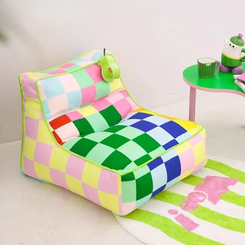 Mosaic plaid lazy sofa recliner small apartment single chair bedroom living room creative leisure