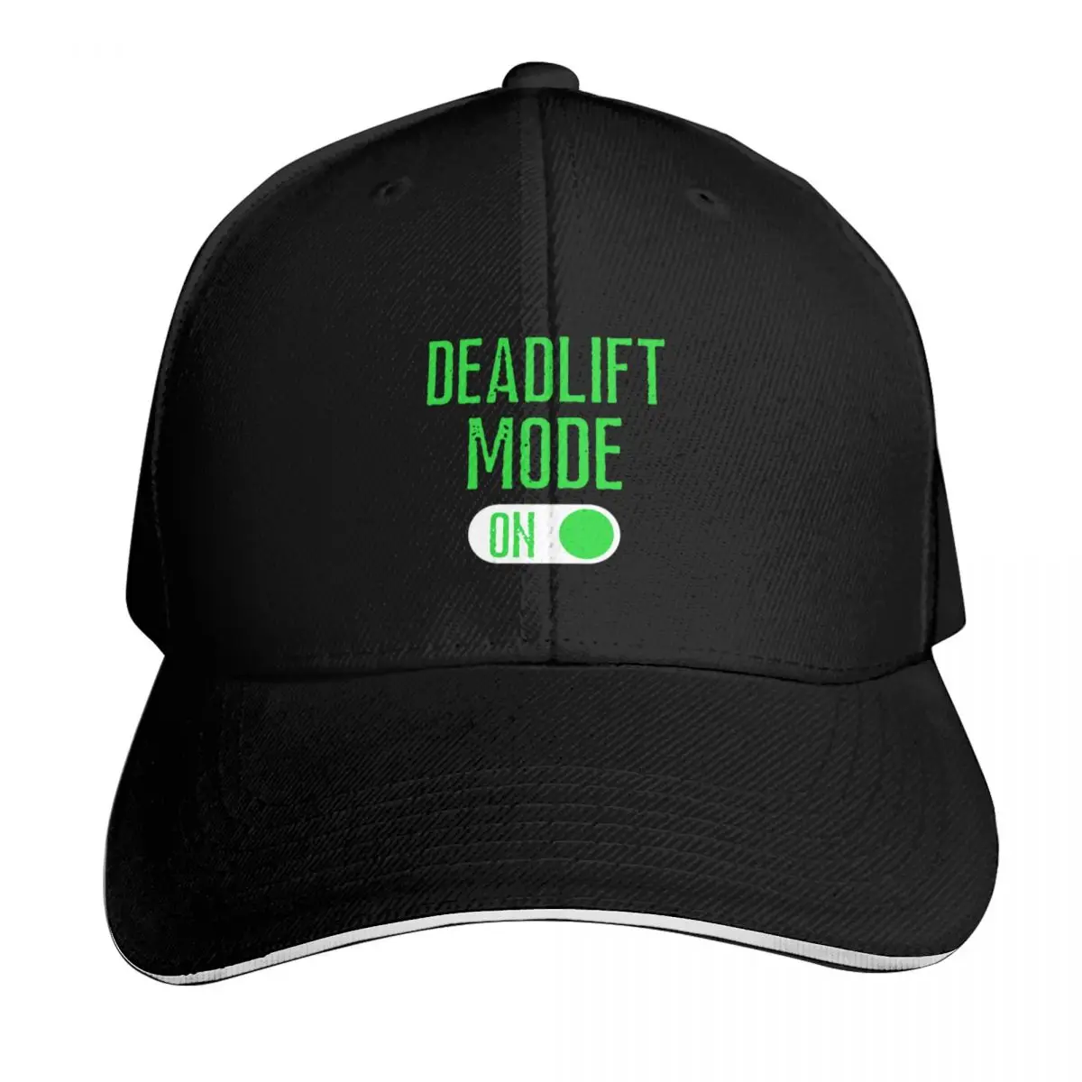 Deadlift Mode On Green Text Baseball Cap Snapback Flat Bill Strapback Dad Hat Six Panel Structured Crown