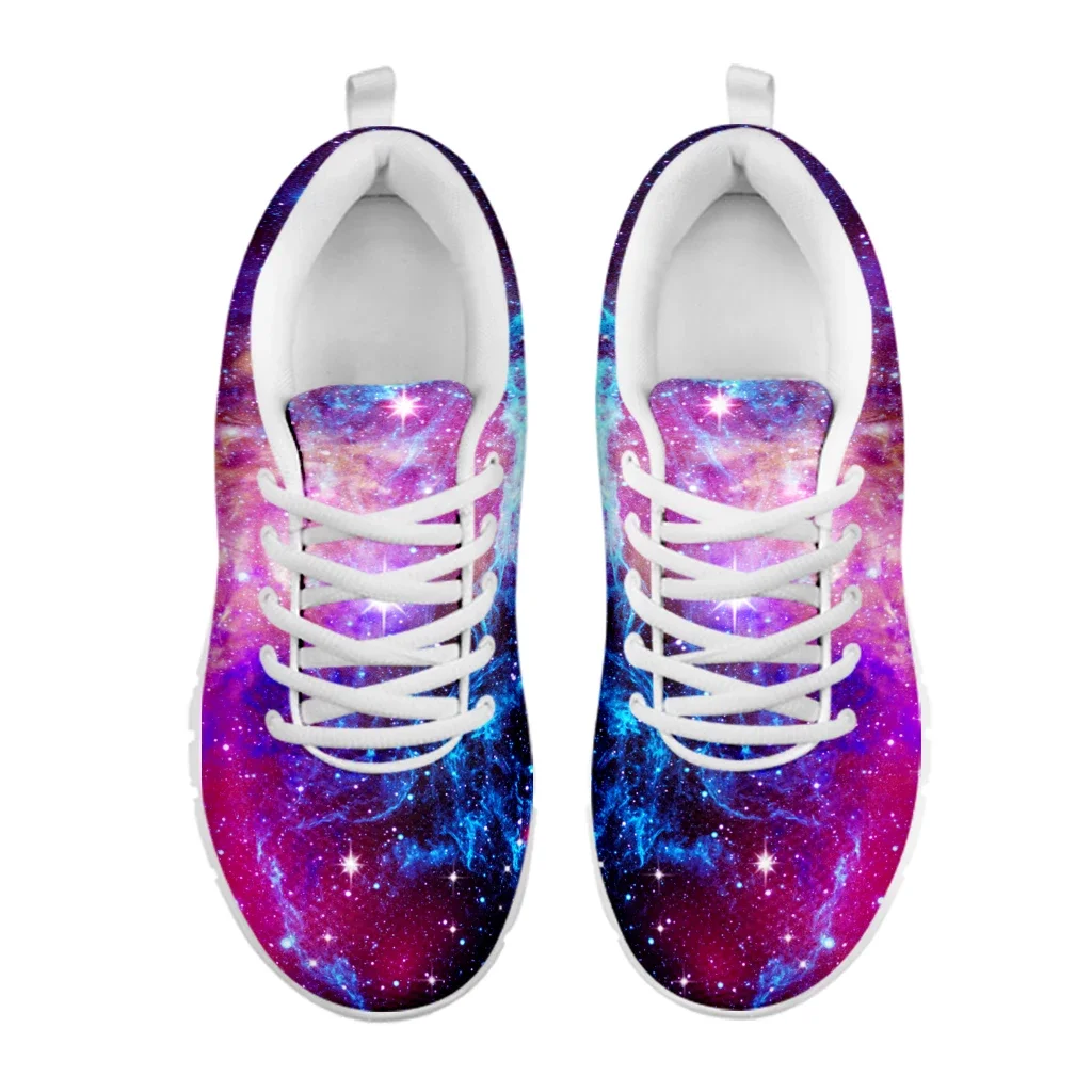 Pretty Galaxy 3D impresso Mesh Sneaker para mulheres, Sapato plano feminino confortável e leve, Calçado de ar respirável, Ace Up