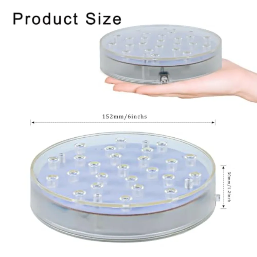 Led Light Base - 6 Inch Round Display Pedestal Light Stand Plate Flat for 3D Crystal Cube Glass Art Acrylic Statues - USB Charg