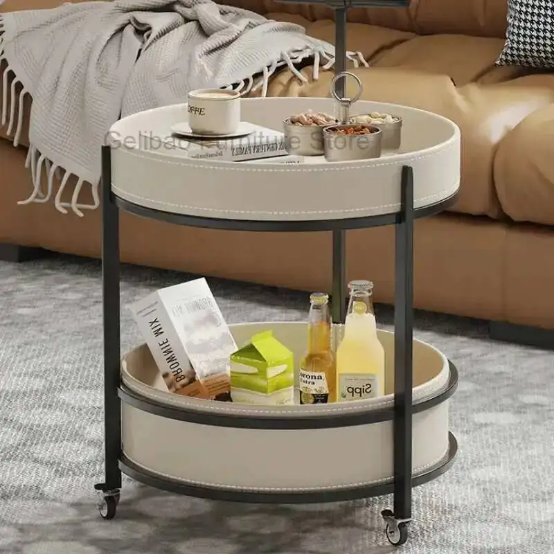 

Wheels Modern Side Table Round Design Portable Storage Nordic Small Coffee Table Living Room Corner Stolik Kawowy Home Furniture