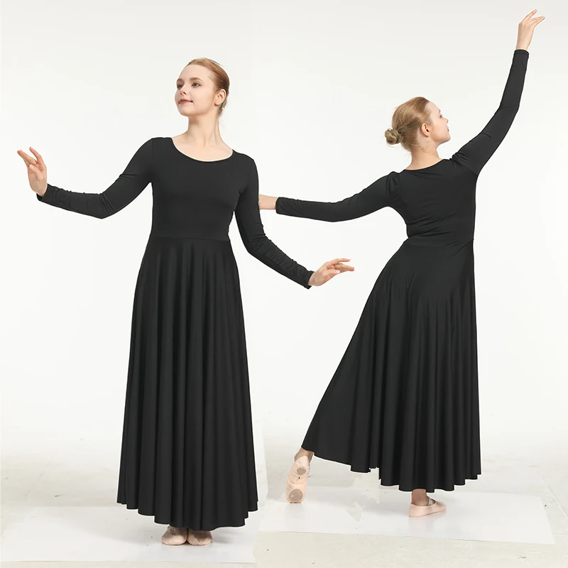 Abito da lode da donna Costume da danza liturgica Manica lunga Abbigliamento da ballo Vestibilità ampia