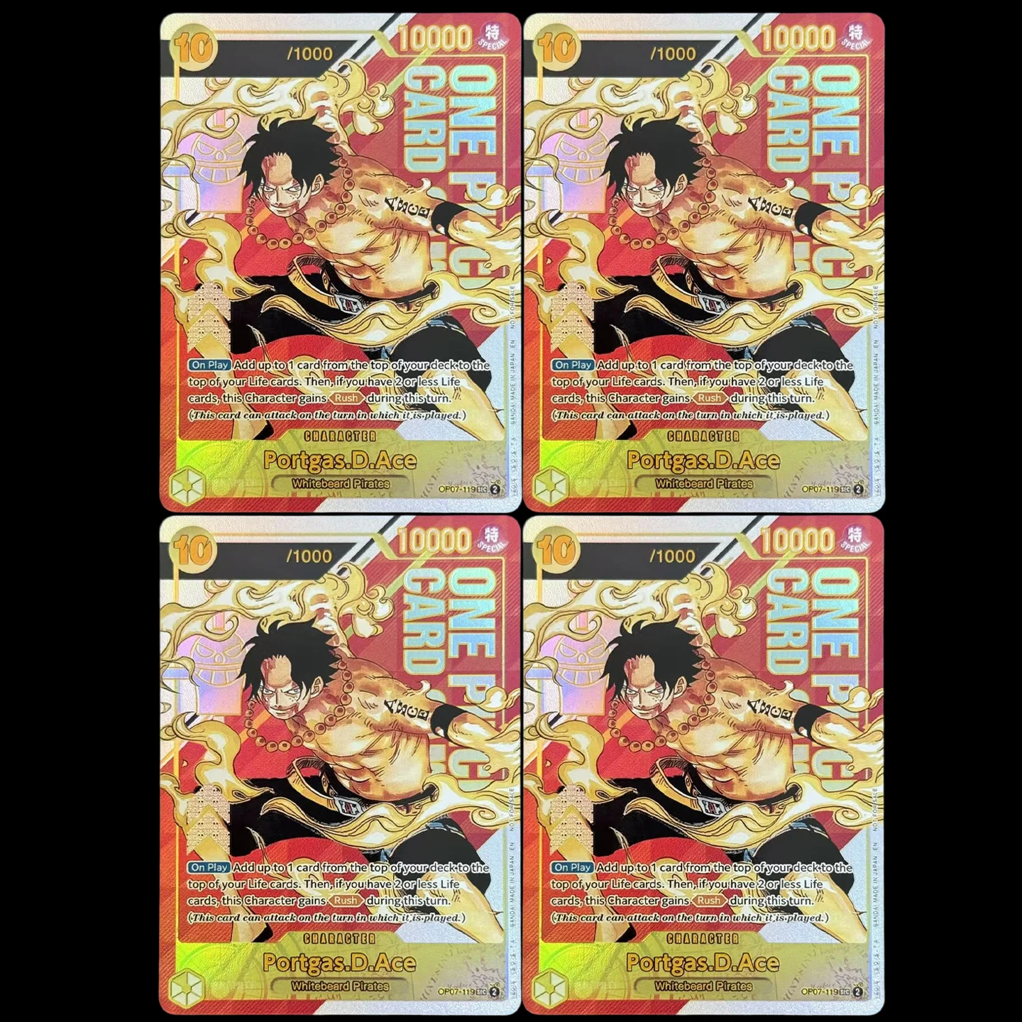 Tarjeta Coleccionable de One Piece TCG OPCG en Inglés, Portgas D. Ace, SEC-P, Campeonato 25-26, Regionales Offline, Temporada 1, OP07-119, Tarjeta Foil