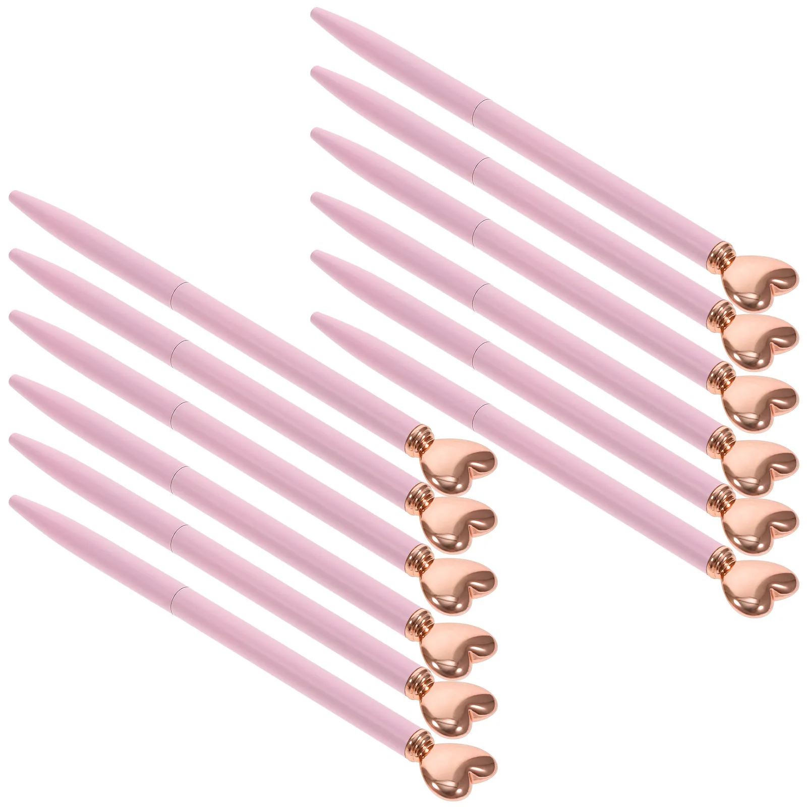 12Pcs Metal Round Ballpoint Pens Heart Headed Design Portable Writing Pens Student Household Daily Use Multi-Function