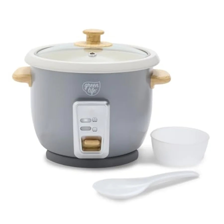 

Rice Cooker with Removable PFAS-Free Ceramic Nonstick Pot 3-Cups Uncooked/6-Cups Cooked Grains and Oatmeal Multicooker Compact