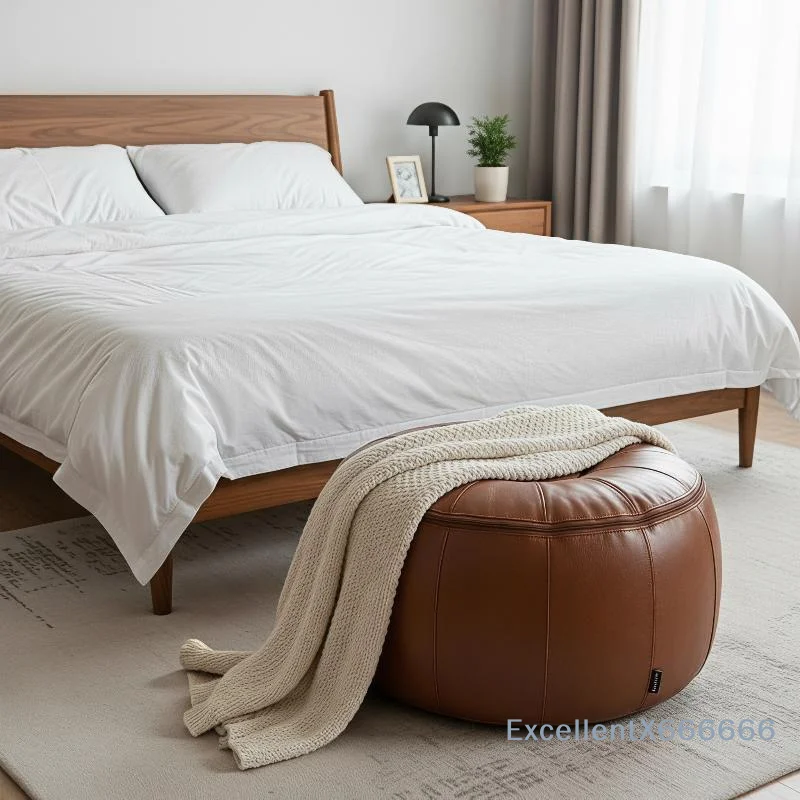 Housse de rangement vintage ronde pour pouf, repose-pieds, tabouret de sol sans rembourrage pour la décoration de la maison, de la chambre et du salon