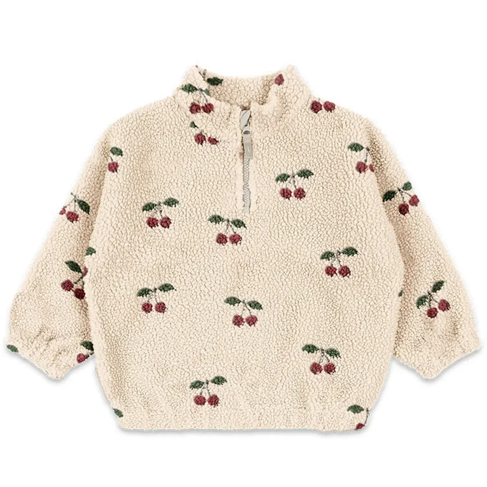 25 الخريف/الشتاء جديد الصوف ملابس الأطفال ديناصور هوديي الكرز الليمون بلوزات وسراويل طويلة صبي فتاة البلوز 2 قطعة #3