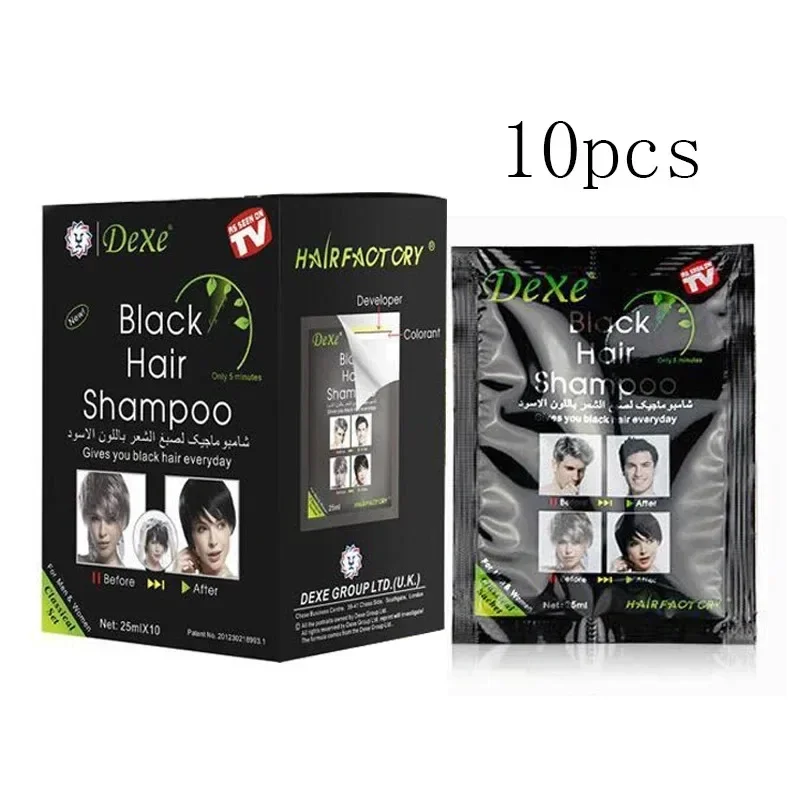 Dexe Black Hair Shampoo Only 5 Minutes Grey Hair Removal Dye Hair Coloring Cream Building Fibers