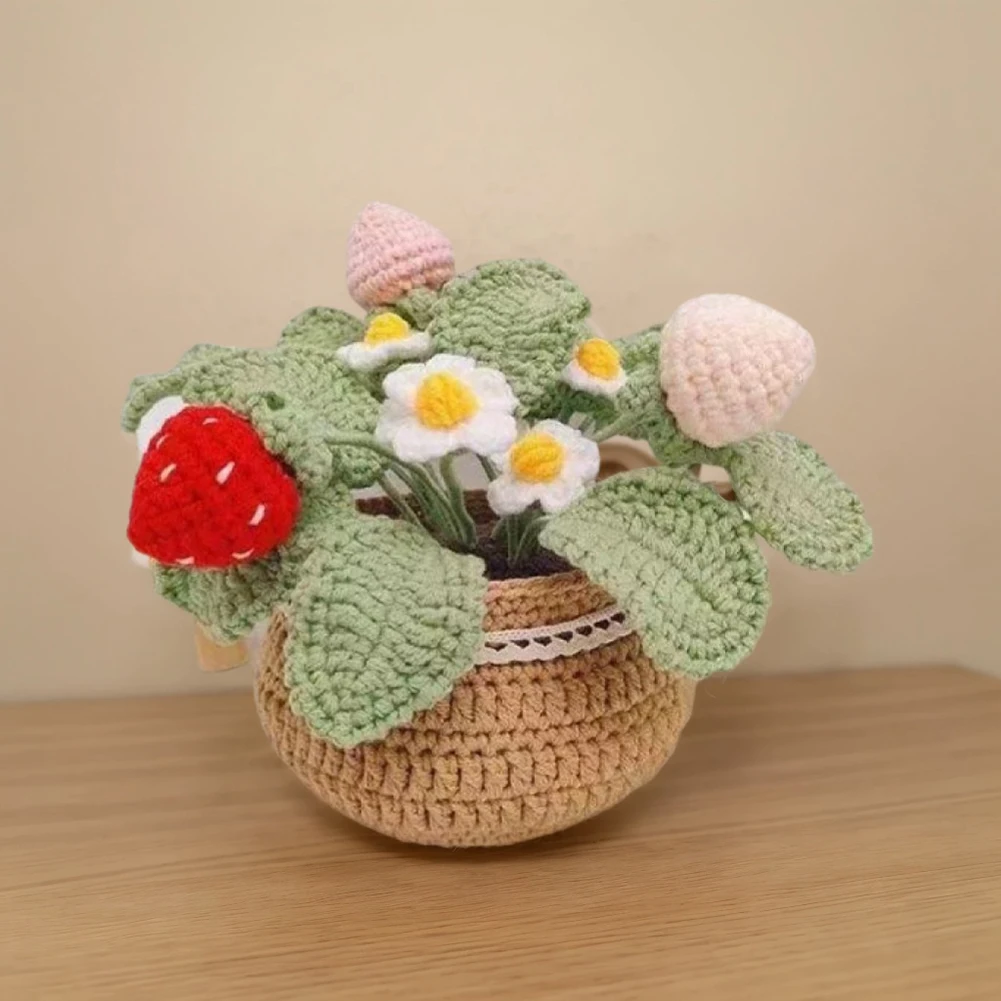 

Набор для вязания крючком DIY: милые растения в горшках (розовая клубника)