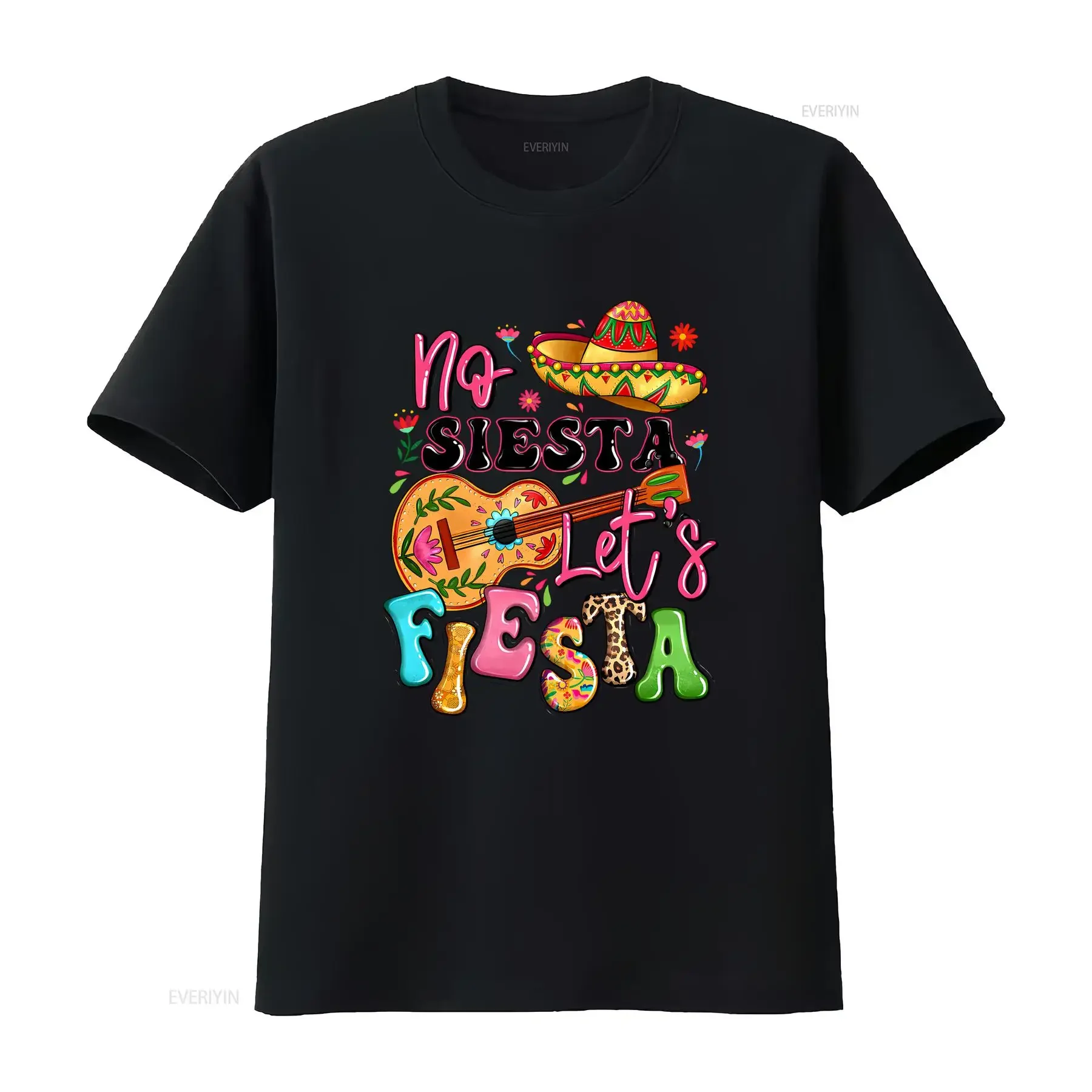 No Siesta Let's Fiesta T Shirt Party Cinco De Mayo Mexican Festival s vintage Washed Versatile Comfortable Slightly Breathable
