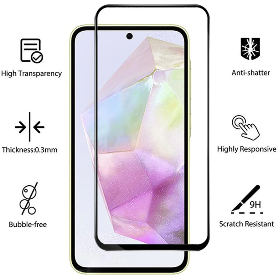 2 Pcs, 9D & 9H Glass for Samsung A35 5G Tempered Glass Samsung Galaxy A35 5G Screen Protector Samsung Galaxy A 35 Glass A35 5G