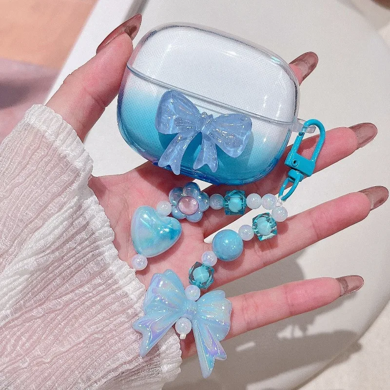 

Gradient Cute Bow DIY Flowers Earphone Case For Redmi Buds 8 Pro 8 Lite 6Lite 6Pro Cover TPU Earbuds Accessories Crystal Pendant