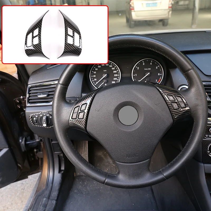 ABS Car Steering Wheel Button Frame For BMW X1 E84 2010-2013 For BMW E90 E92 3 Series 2005-2012 Carbon Fiber Black Accessories