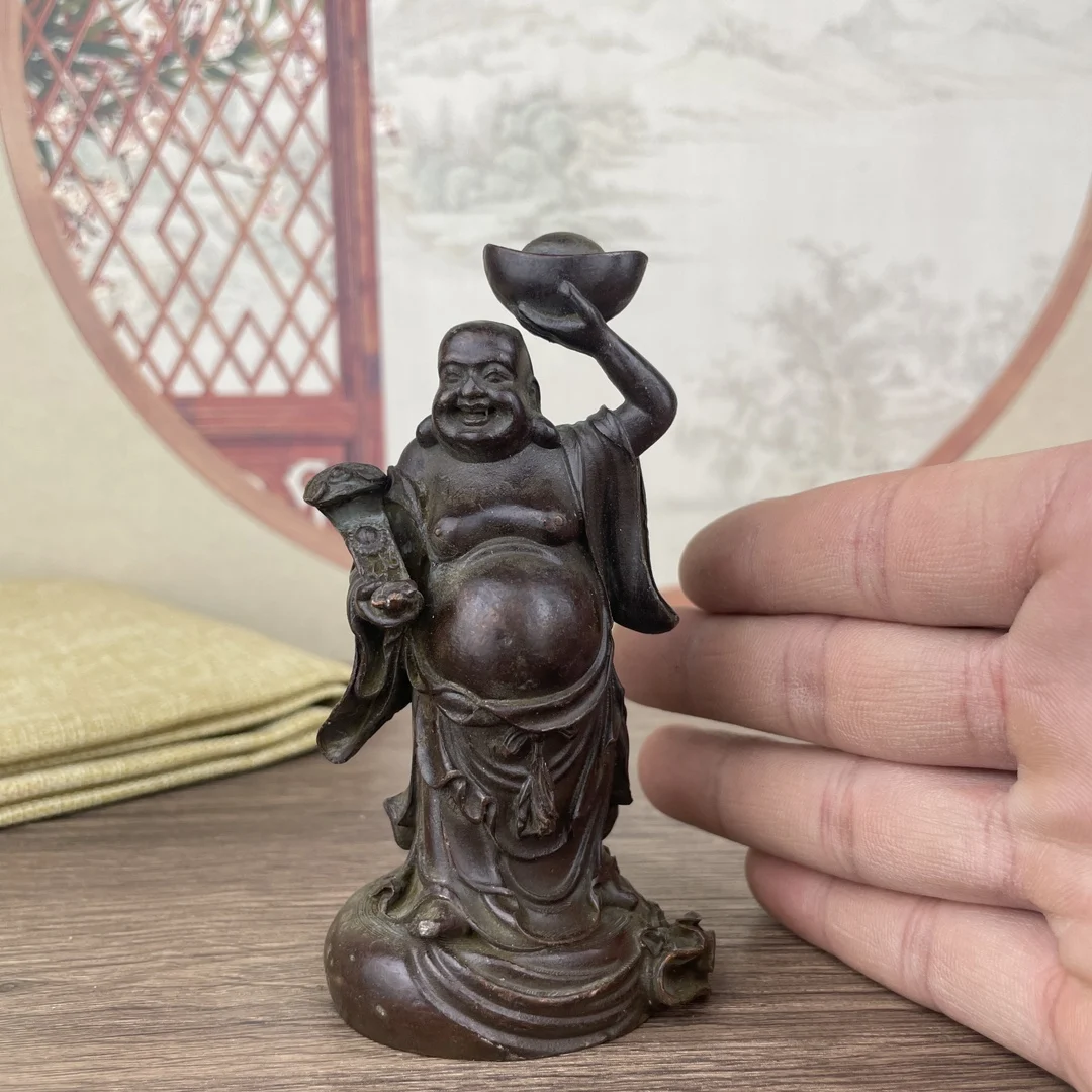 11CM metal statue of the Yuanbao Maitreya Buddha is about 5.5 centimeters long, 4 centimeters wide, and 2 centimeters heavy