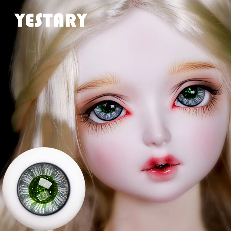 YESTARY BJD Doll Accessories Eyes For Toys Flash Green Pupil Eyeballs 10/12/14/16/18MM Glass Eyes For 1/8 1/6 1/4 1/3 ob11 Dolls