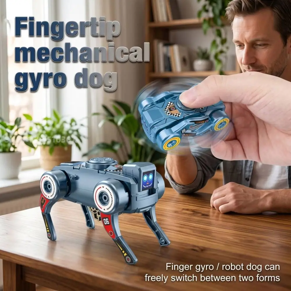 360° Rotating Robot Dog Fidget Gyro Creative Deformed Antistress Transforming Robot Dog Fidget Toy Deformation Design Sensory