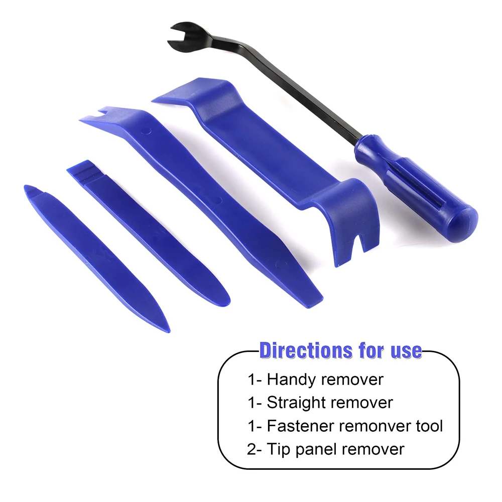 5pcs Auto Trim Removal Tool Kit No Scratch Plastic Pry Tool Kit - Interior Door Panel Clip Fastener Removal Set