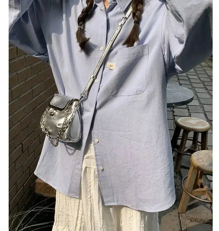 Bloom Vintage Black Messenger Bag Women New Chain Chic Pu Leather Handbag Pursers Female Haruku Y2k Crossbody Bags Wallet