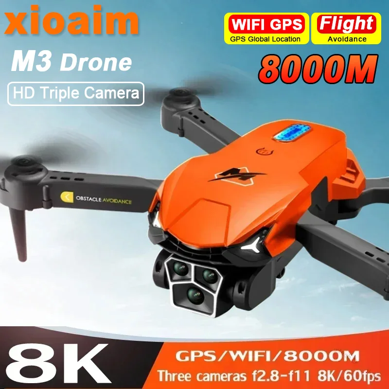 For Xiaomi M3 Drone 8K Professinal Three Camera Wide Angle Optical Flow Localization Four-way Obstacle Avoidance Quadcopter Toy