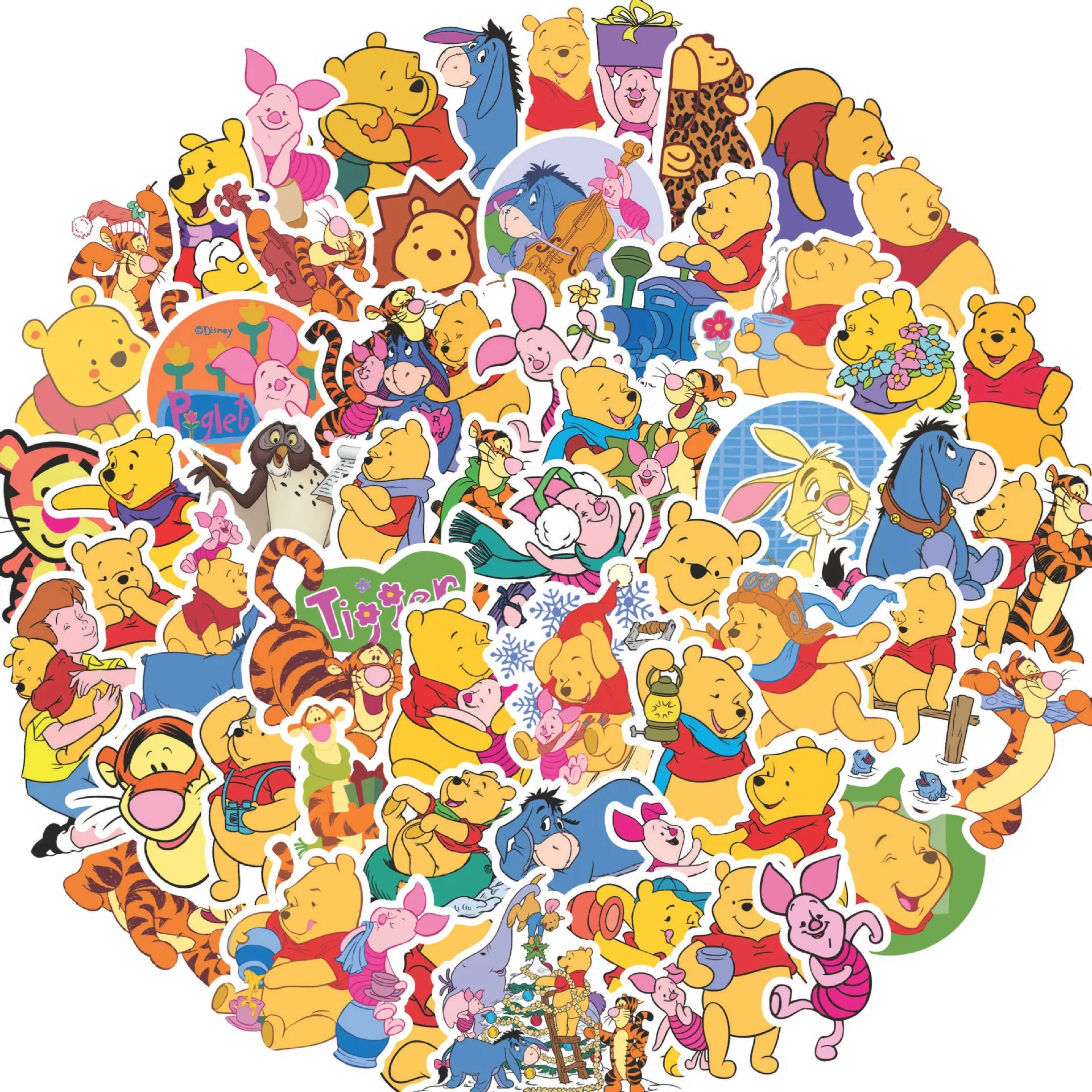 100 個セットディズニーくまのプーさんフィギュアティガーデビー漫画 Diy 防水ステッカー日記装飾ファンギフト