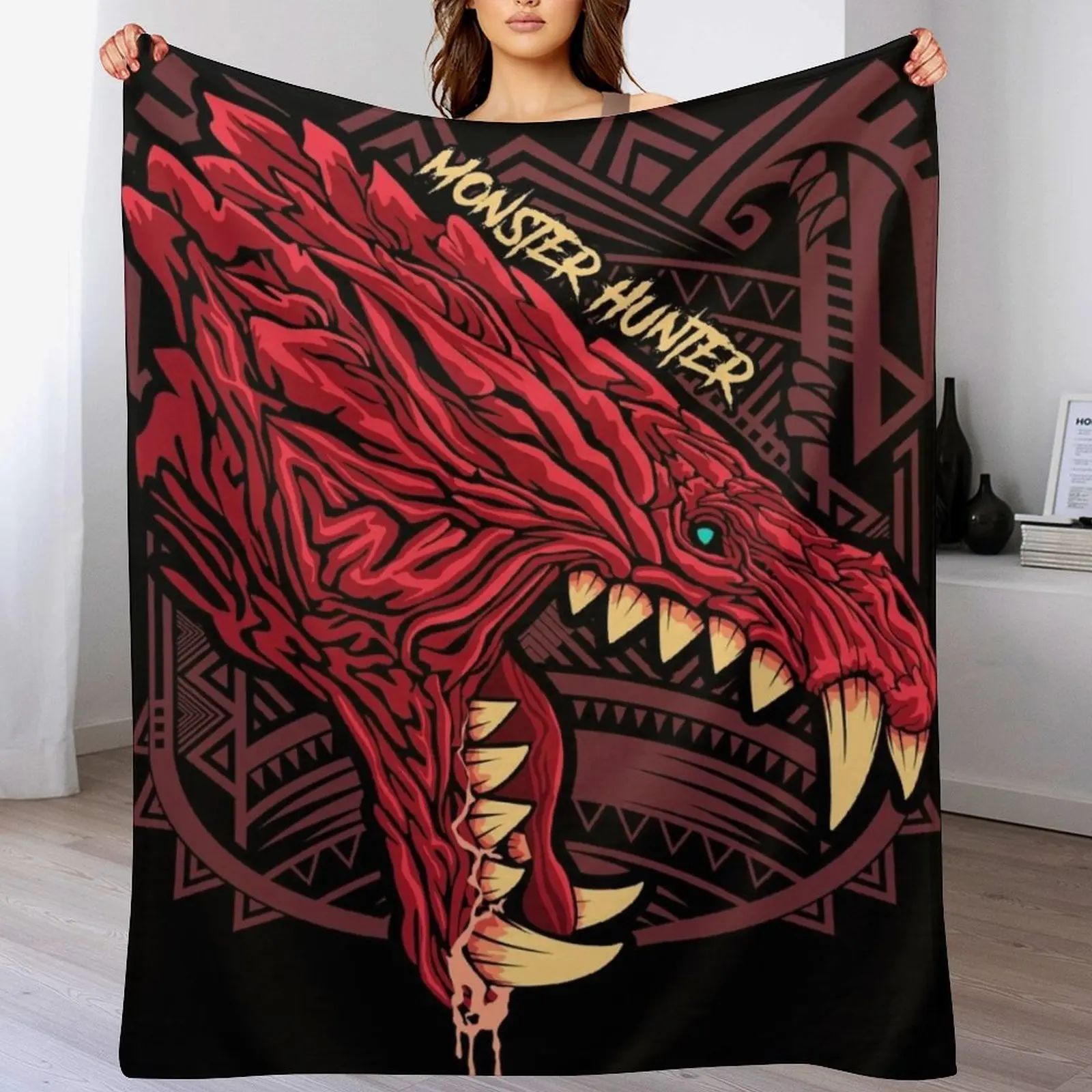 Odogaron Monster Hunter Throw Blanket Warm Cozy Throw Blanket for Living Room Couch