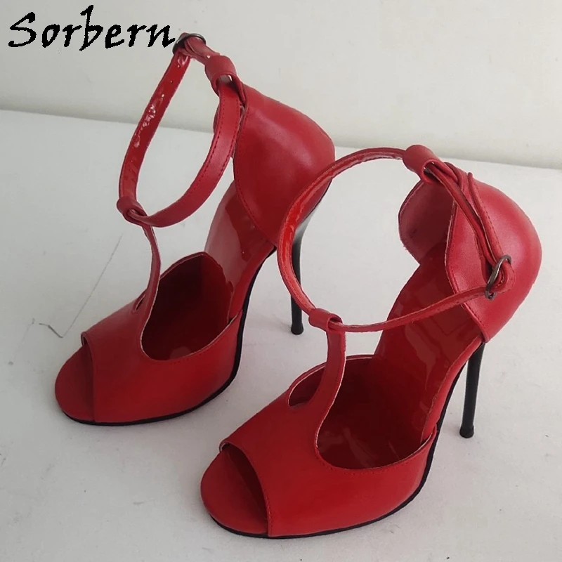 Sorbern 14Cm Metal High Heel Sandal Stilettos Prom Party Shoes Sissy Boy Female Footwear Fetish Real Leather Custom Color