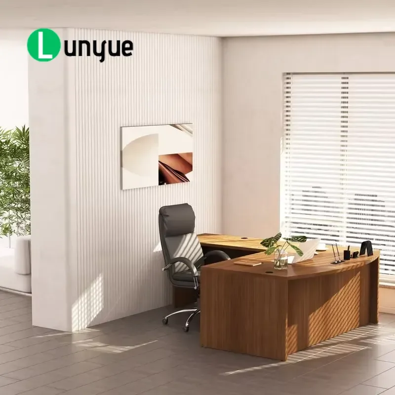 L Shaped Wooden Desk with Drawers and Lockable Side Cabinet Storage Computer Workstation for Home Office Space Saving Design