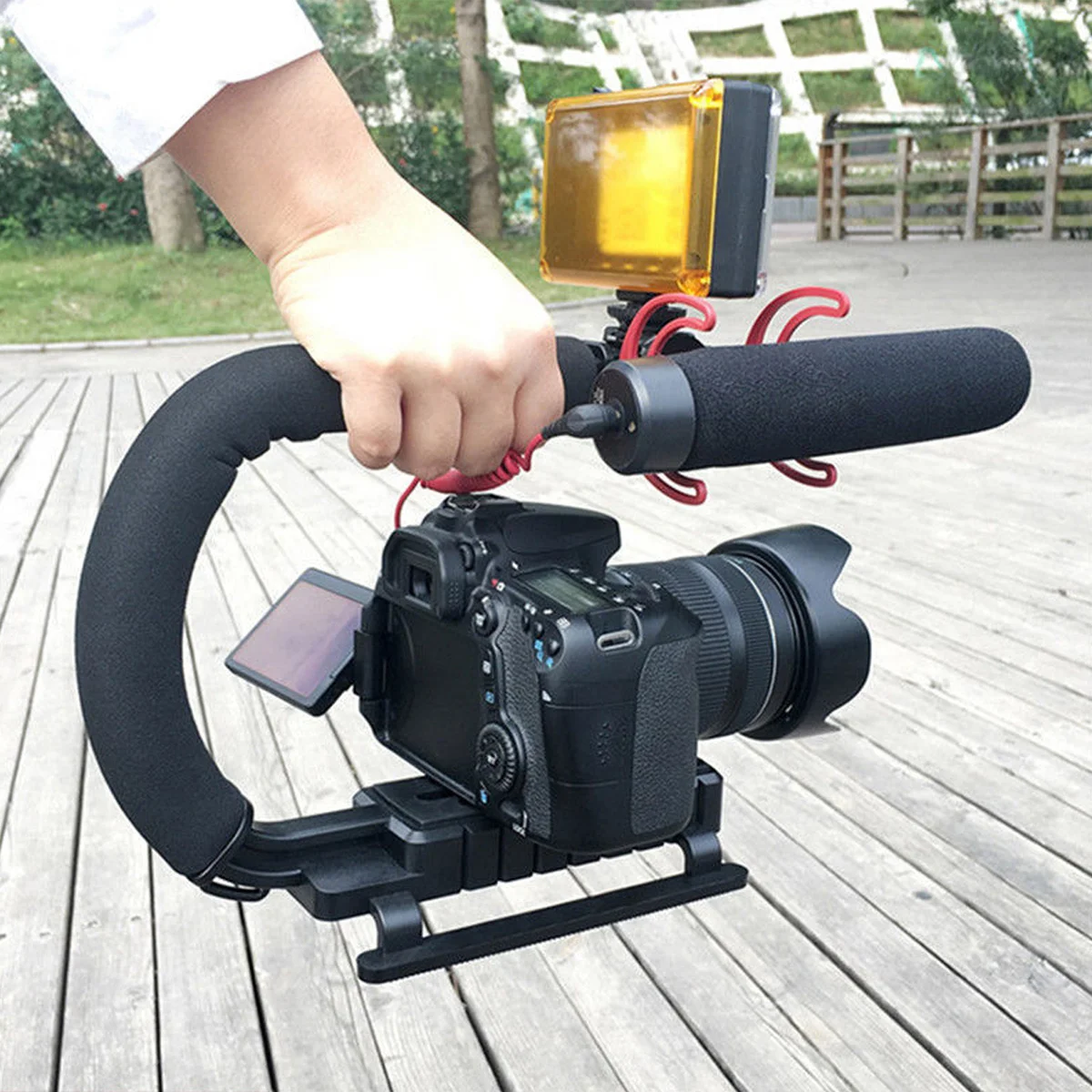 

Photo Video Camera Stabilizer C-Type U-Type Hand Grip Black Portable Handheld Camera Holder for Traveling Selfie Filming