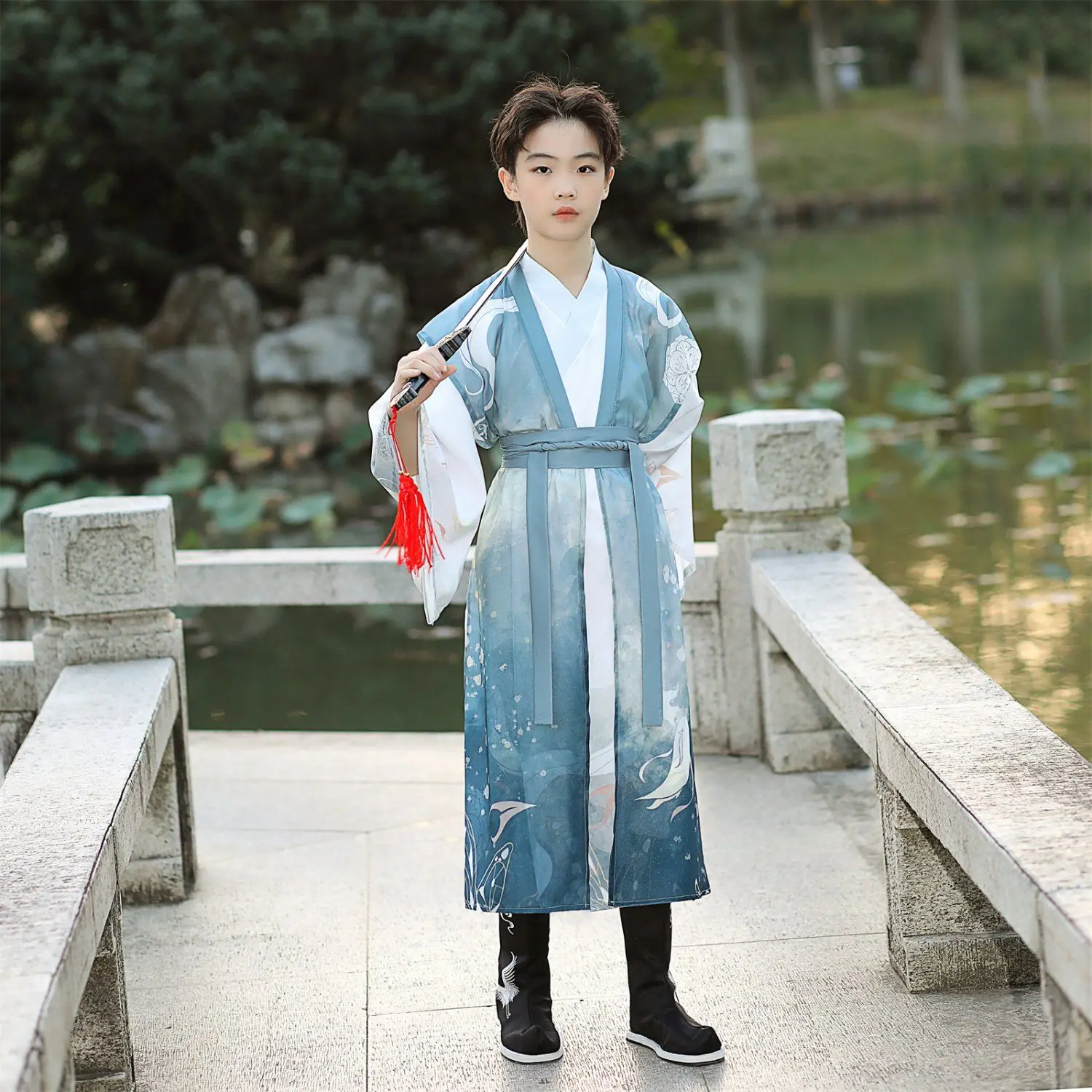 

Kaibi Ceremony Hanfu - Grand Opening of Learning Attire for Boys, New Tang Style Autumn Scholar Performance Wear